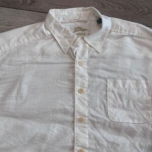 Tommy Bahama Button Front Shirt Mens‎ Large White Linen Relax Tropical Beachy